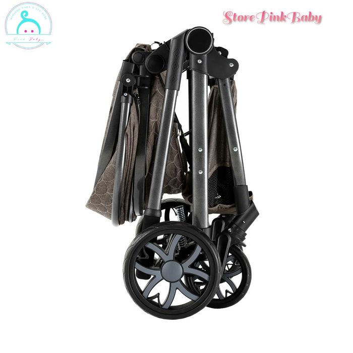 Carrinho bebé 3 em 1 PinkBaby Magic Gold - Com Base Isofix - Chocolate