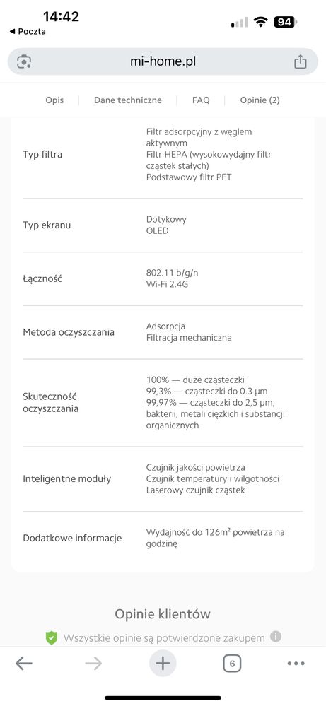 Oczyszczacz powietrza Mi Air Purifier 3H xiaomi