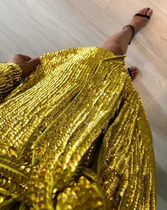 Asos Złota Sukienka Cekinowa Kopertowa Szlafrokowa Wiązana Ekskluzywna