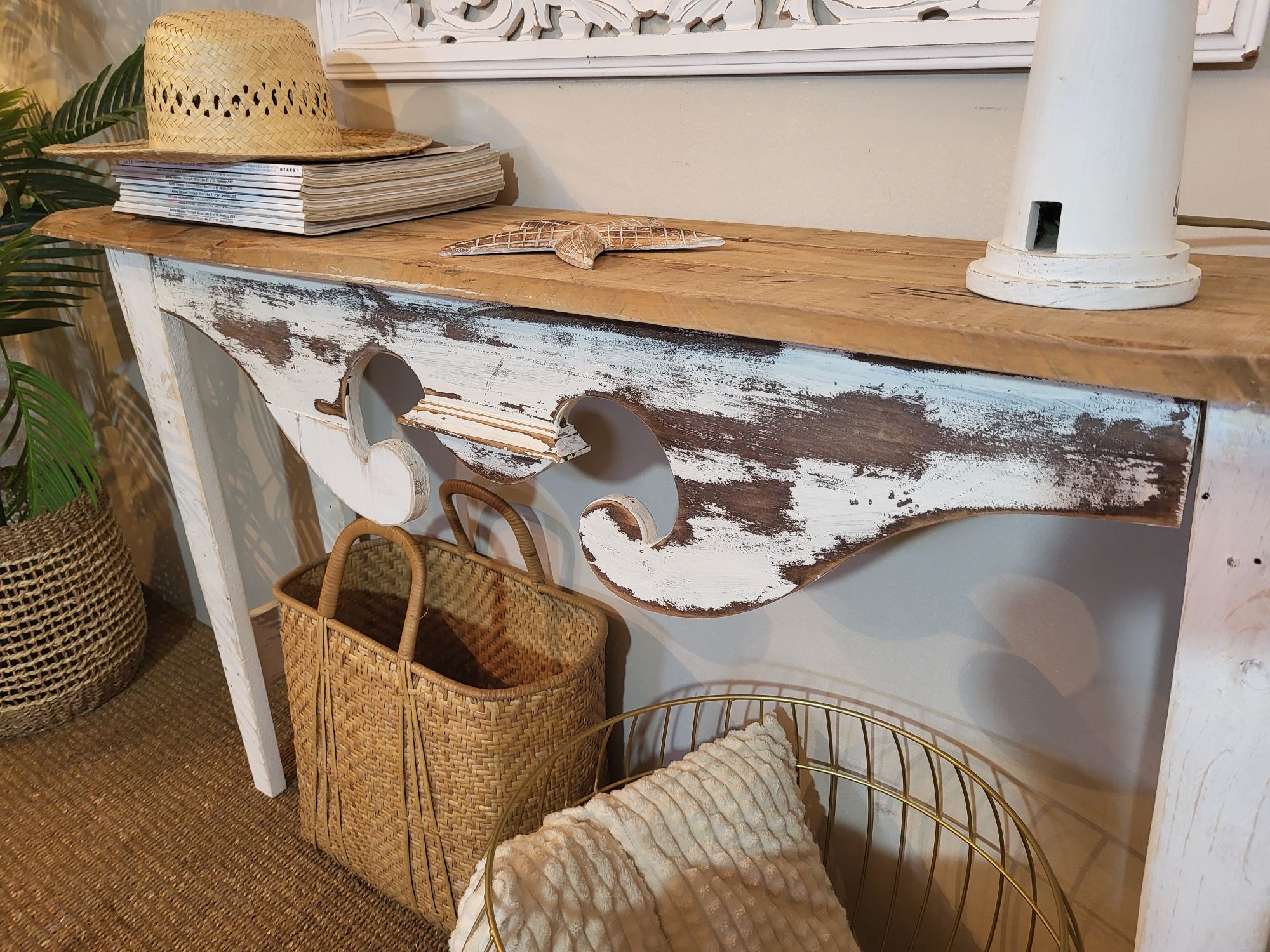 aparador, mesa, consola, decoracao, rustico