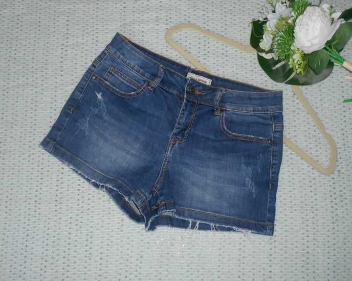 DENIM Krótkie spodenki jeansowe vintage dziury 40 L#174