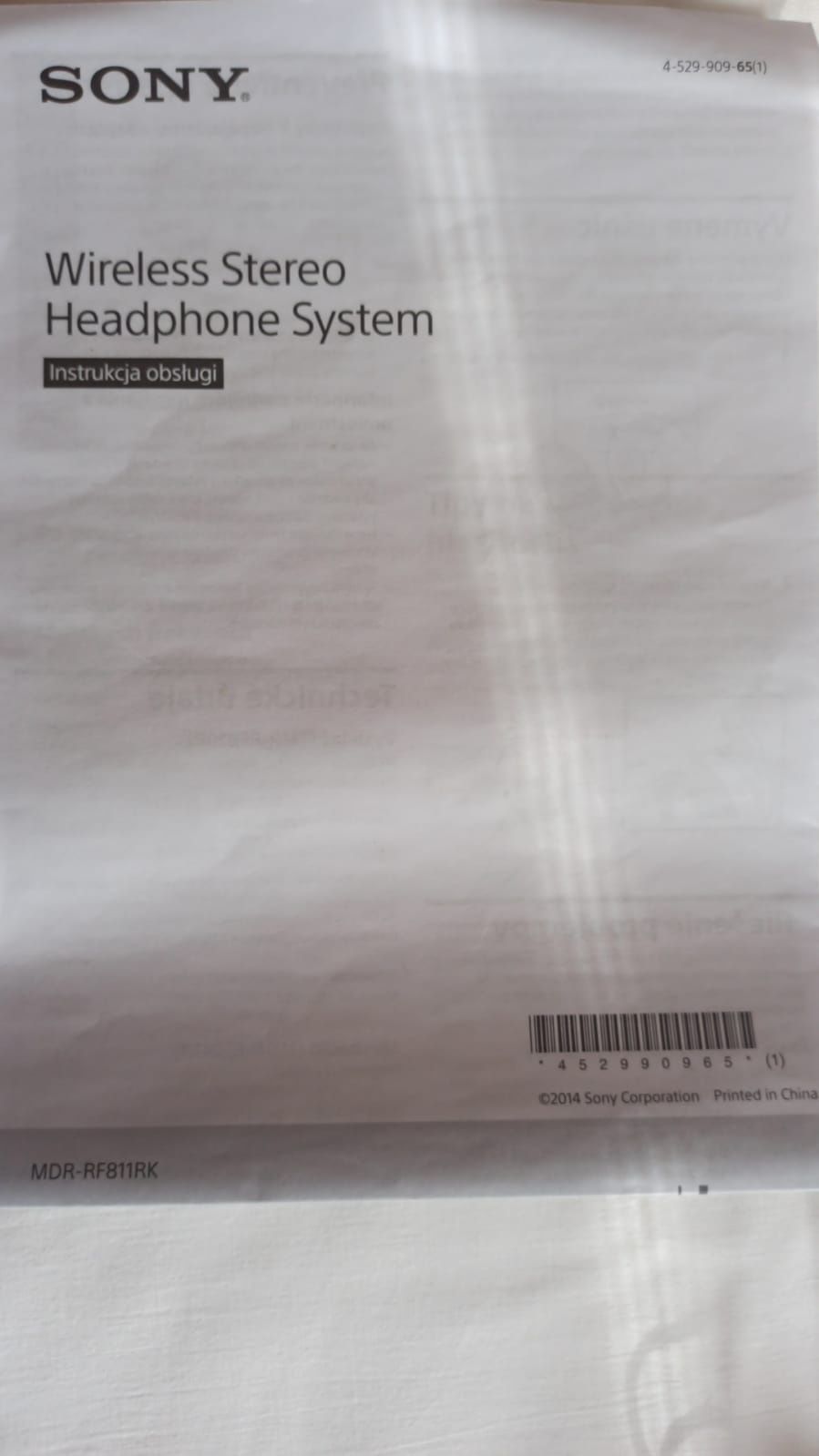 Słuchawki bezprzewodowe Sony MDR-RF811RK Nauszne Czarny