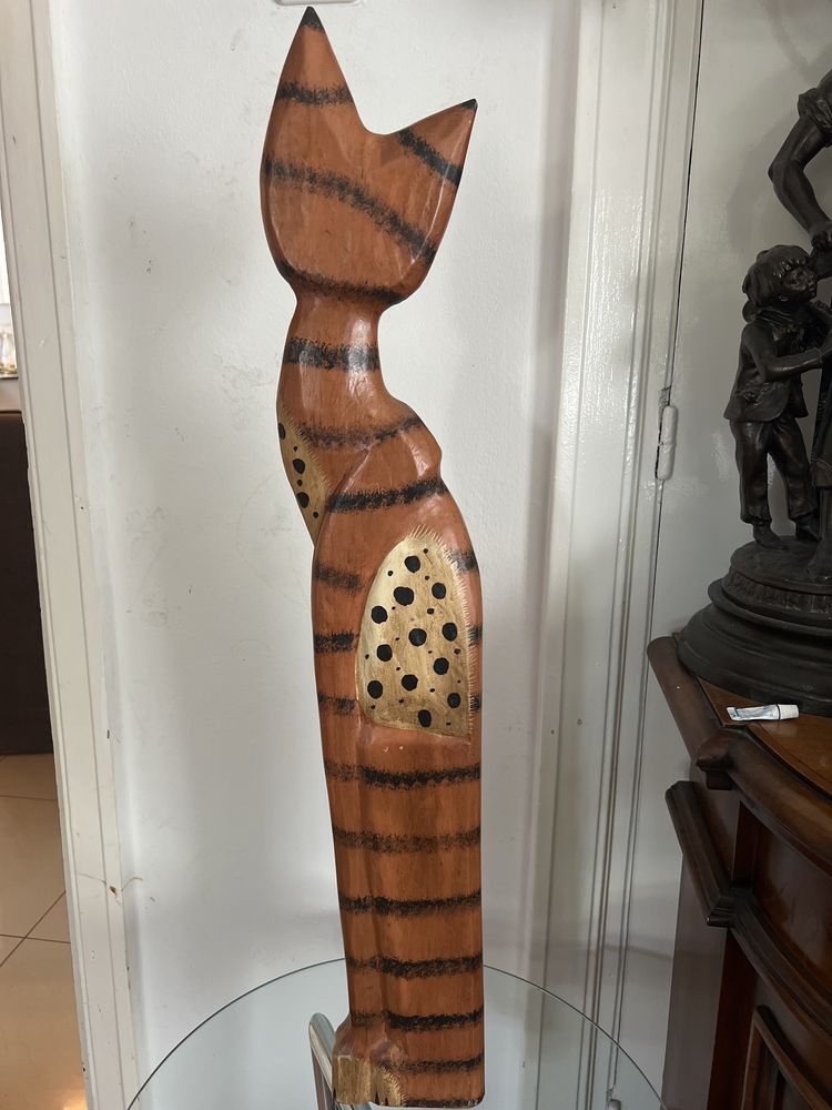 Wielki stary drewniany kot 81 cm