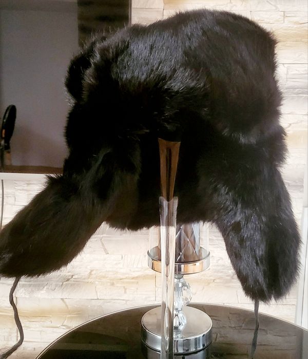 Czapka uszatka z królika 100%