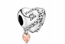 charms do pandora srebro s925 serce kłódka safe łańcuch