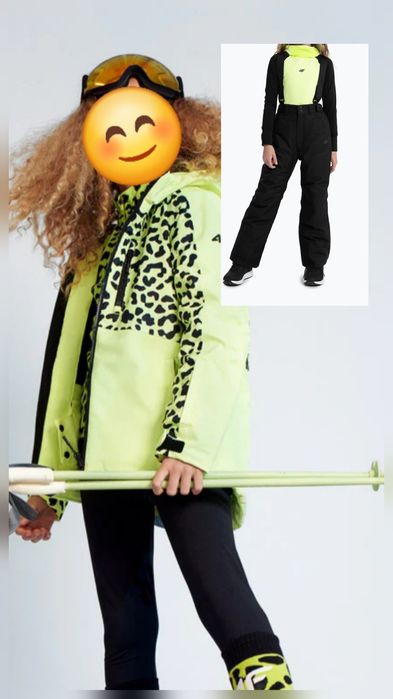 4F r.146 kombinezon narciarski kurtka spidnie narty NEON