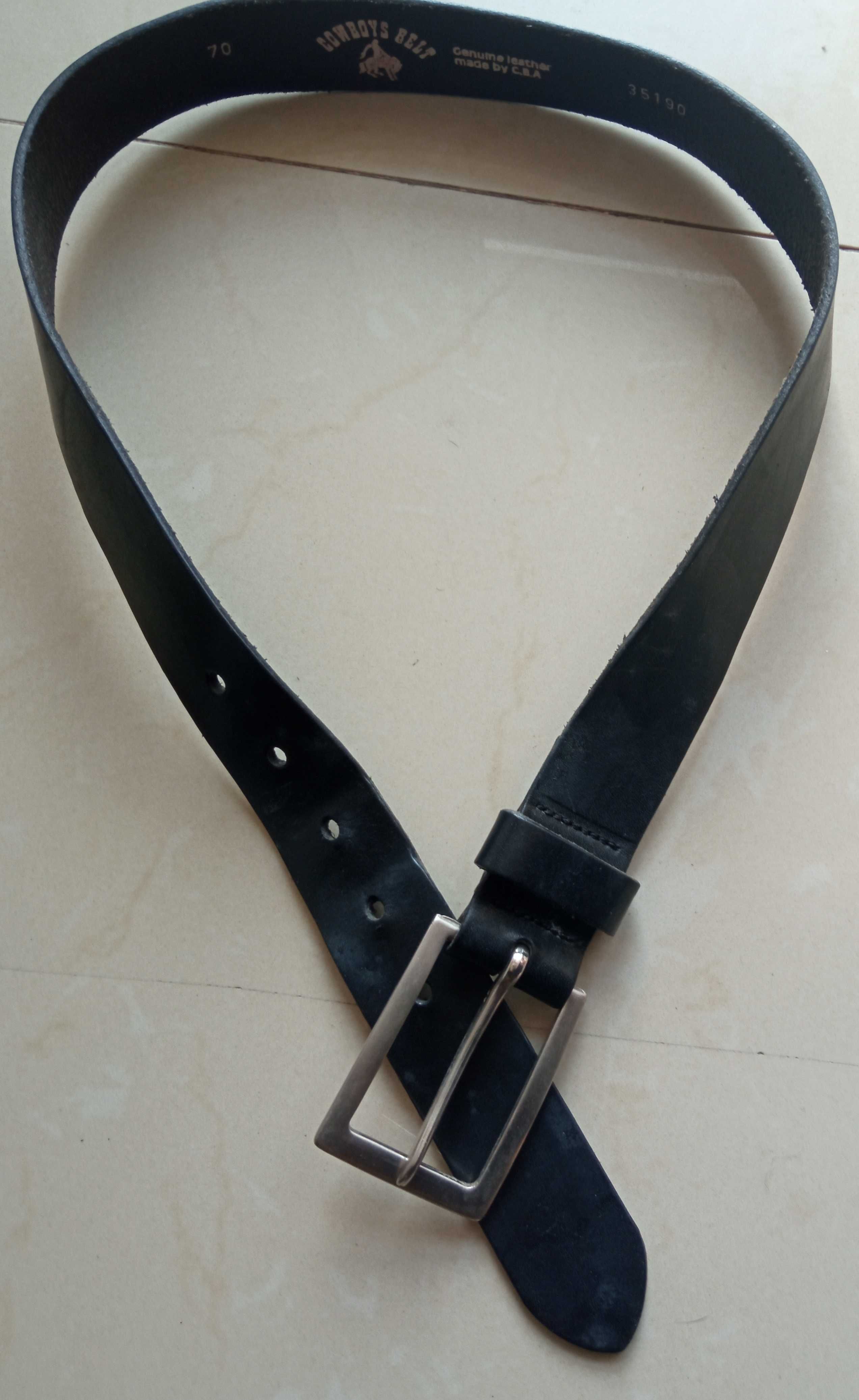 Cowboys Belt pas czarny skóra naturalna 83 cm