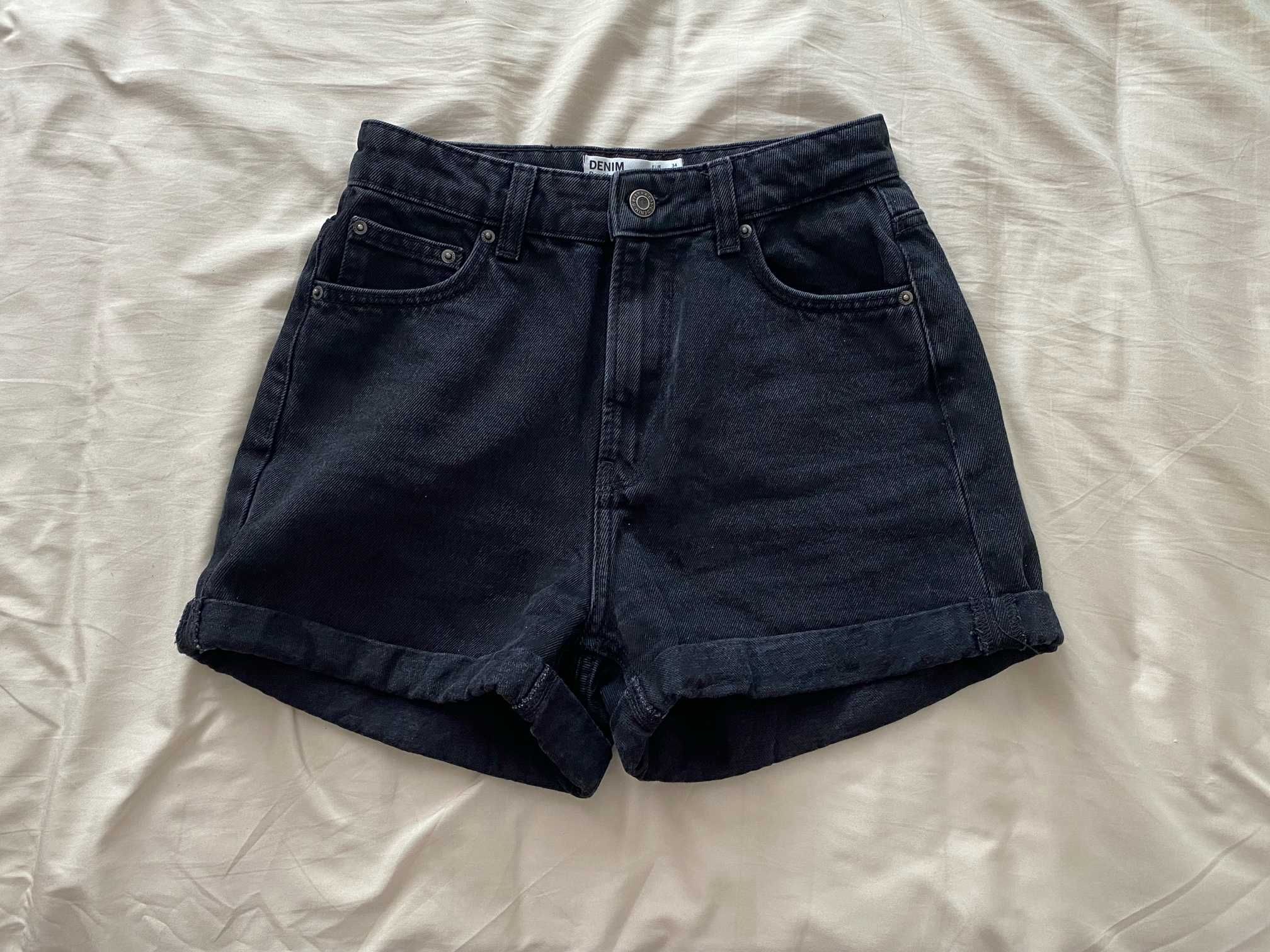 Bershka jeansowe spodenki z wysokim stanem idealne 34