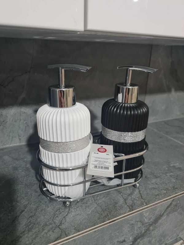 Zestaw łazienkowy Home&You 2 dozowniki + metalowy stojak NOWY GLAMOUR