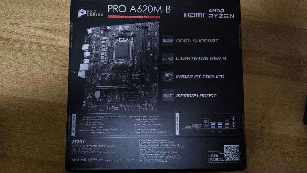 Материнська плата MSI PRO A620M-B (sAM5, AMD A620, PCI-Ex16)