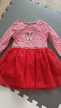 Sukienka Primark czerwona swiateczna 86 mikolajki boze narodzenie tiul