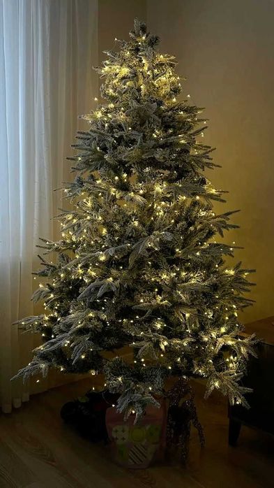 Є ОПТ ДРОП! Гірлянда Мішура Срібний провід. З пультом. Хвойная лапа