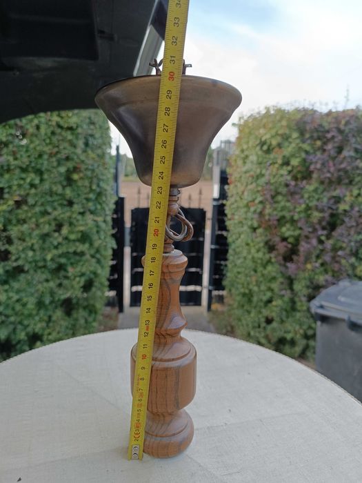 lampa wisząca drewniana abażur stara prl vintage