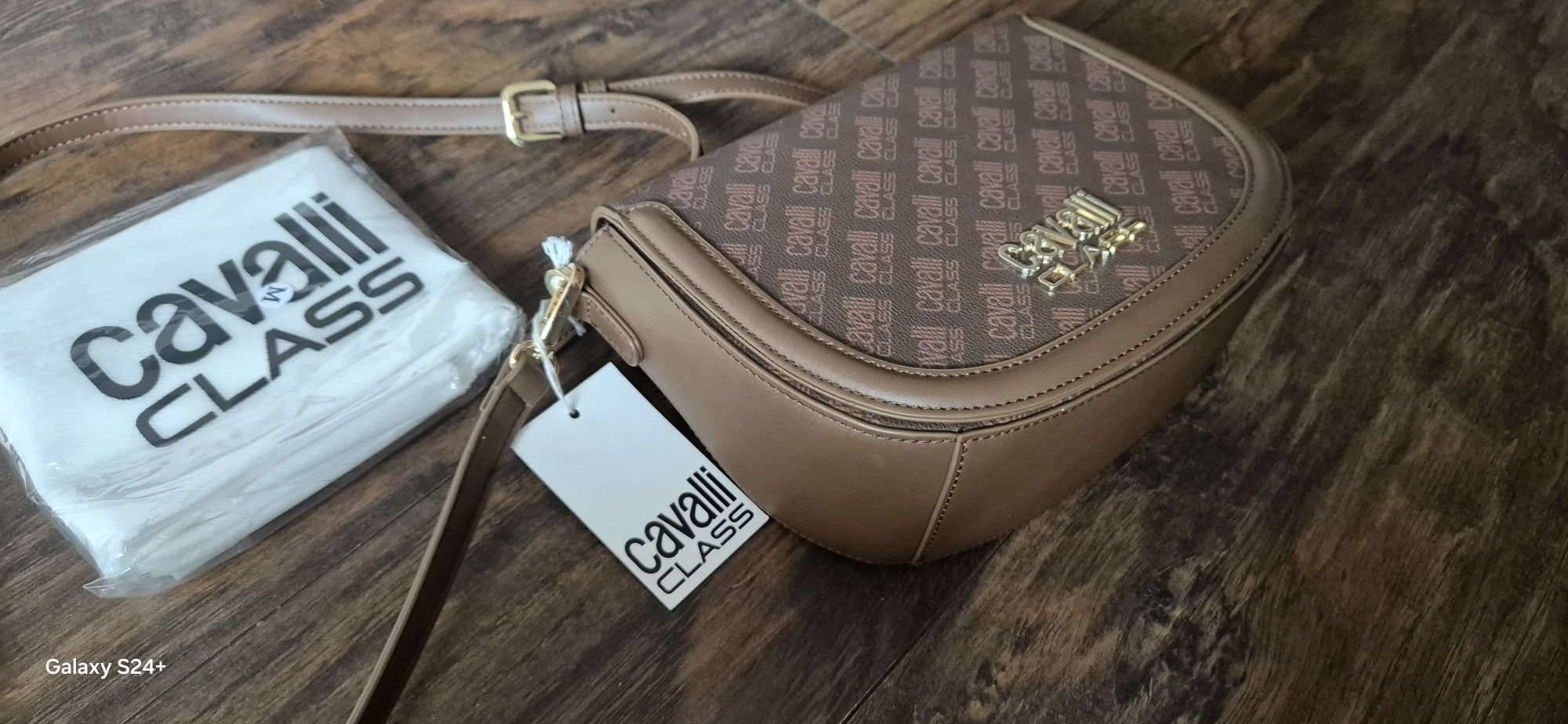 Torba torebka na ramię cavalli class  brązowa nude nowa