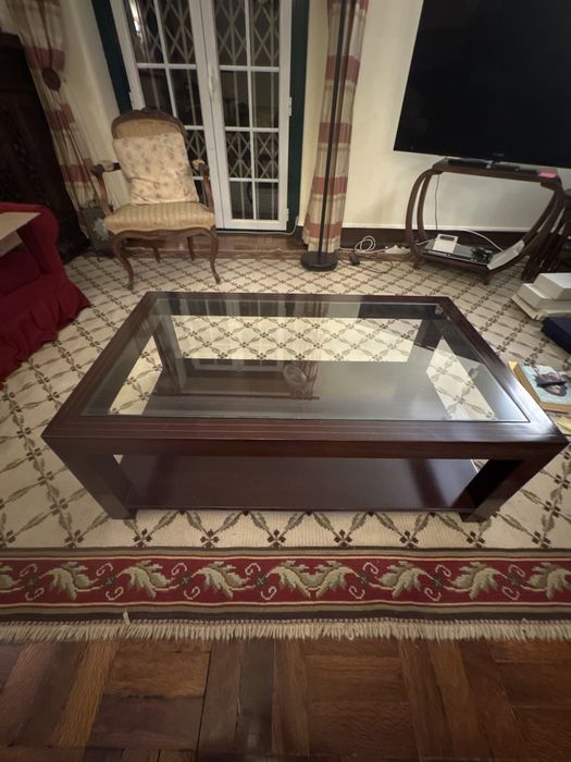 Mesa de centro madeira e vidro