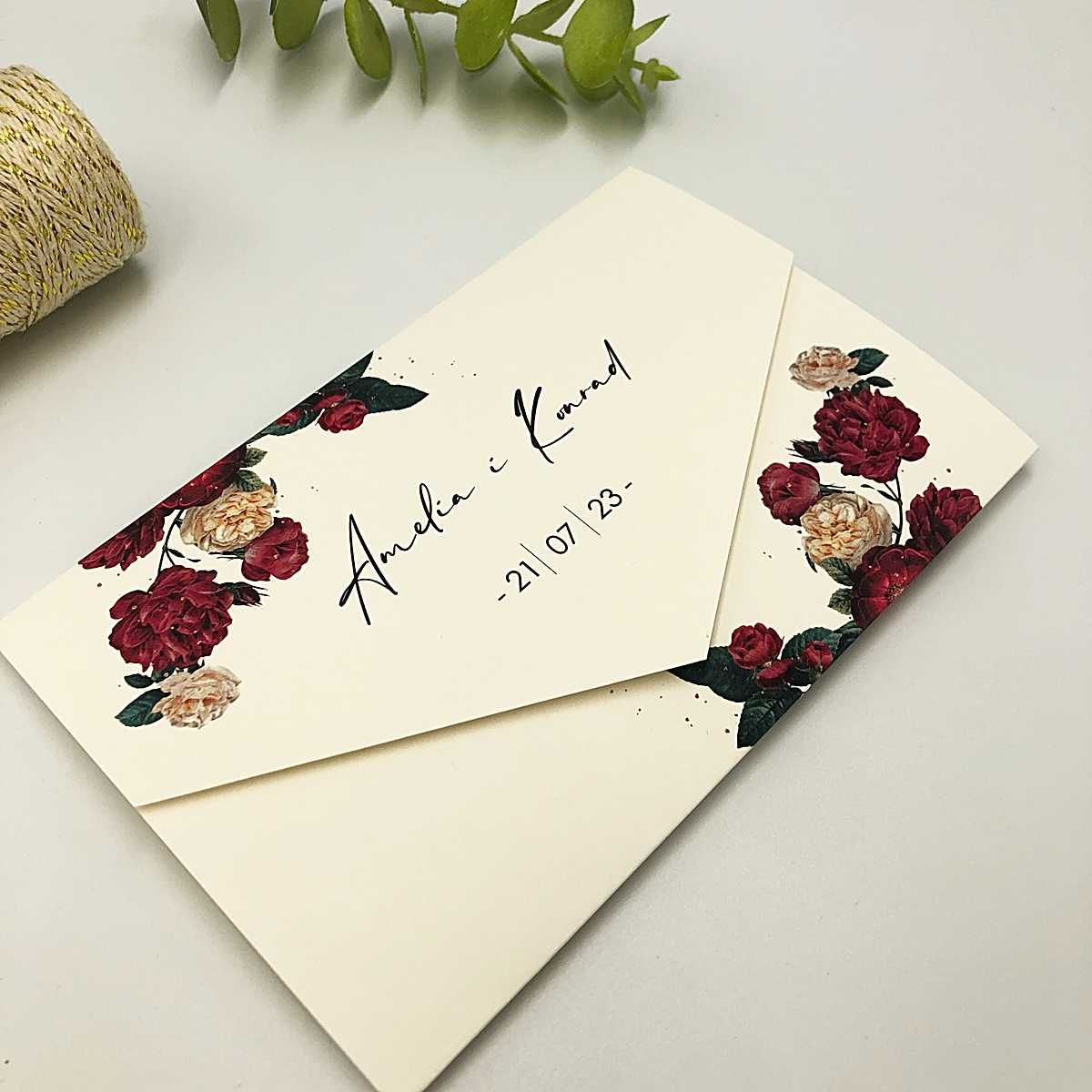 Zaproszenia Ślubne personalizowane botaniczne folder