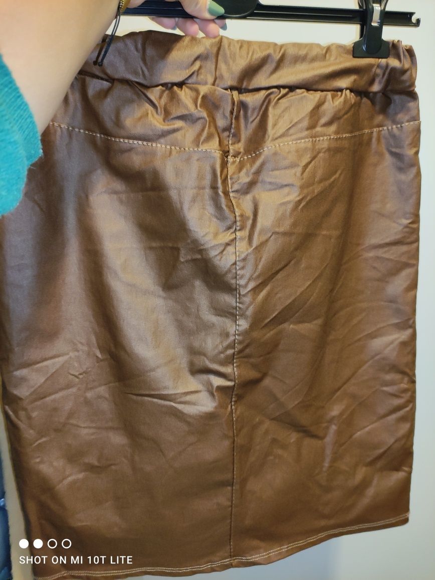 Nowa, czekoladowa spódnica, ecoskóra L/XL