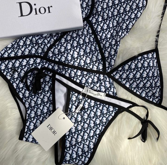 Nowy strój kąpielowy Christian Dior S-XL / torebka, klapki, pasek Dior