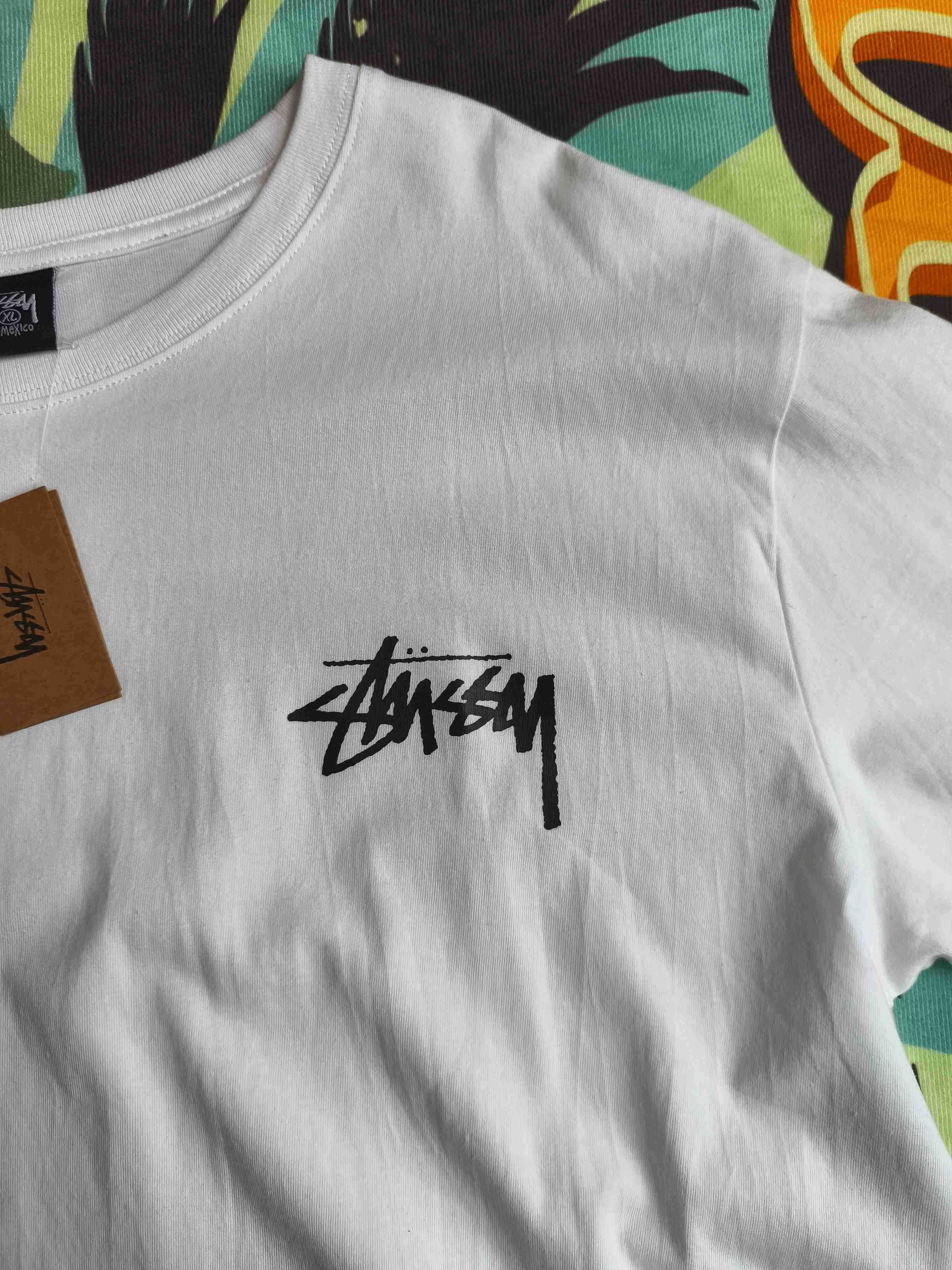 Koszulka Stussy biała letnia modna z krótkim rękawem, rozmiar XL