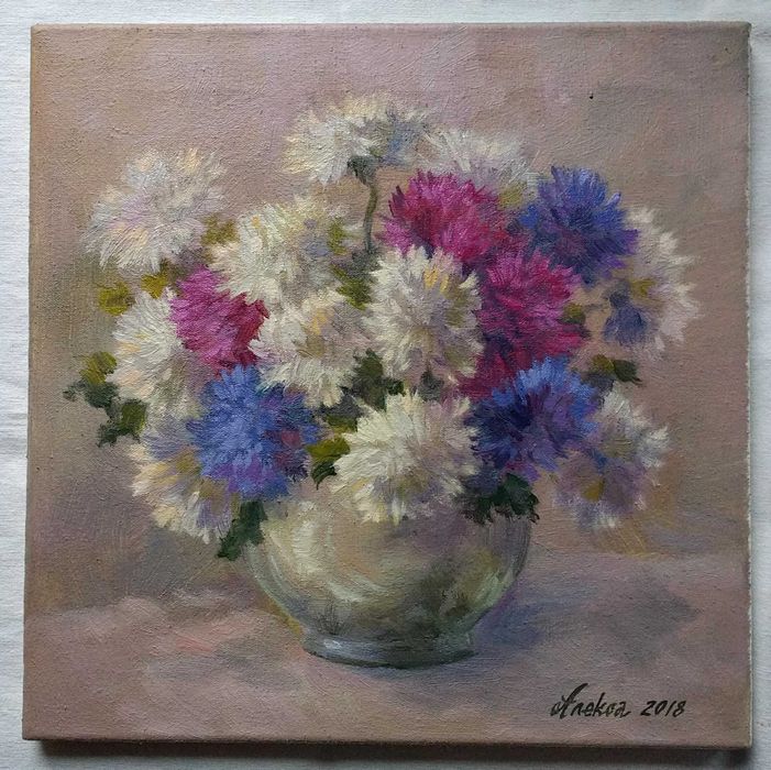 "Астры",картина маслом