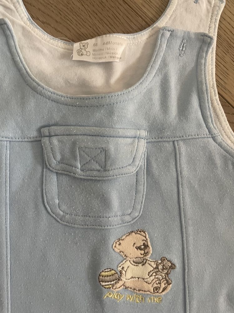 Komplet półspiochy i bluza niebieska z kapturem dla niemowlaka 0-3 m
