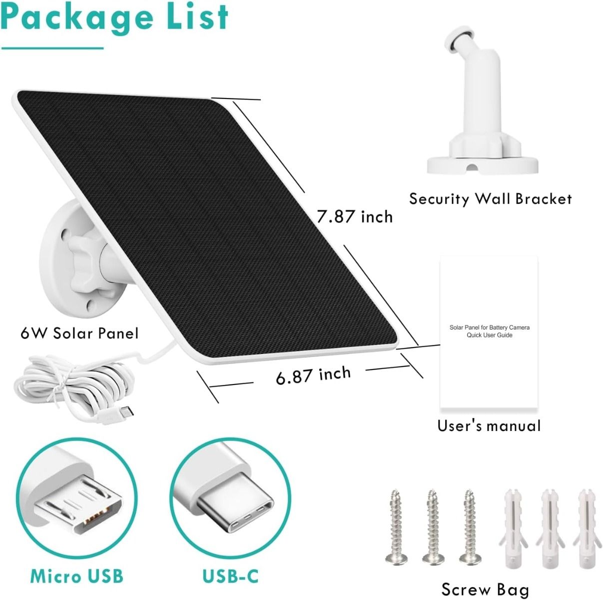 Yctechlife 2X Panel Słoneczny Do Kamery 6W 5V Ip65 Regulowany Uchwyt