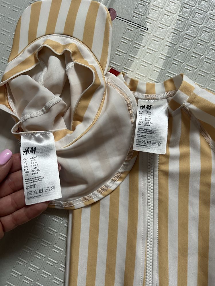 Kostium kąpielowy niemowlecy z czapeczka h&m 62-68