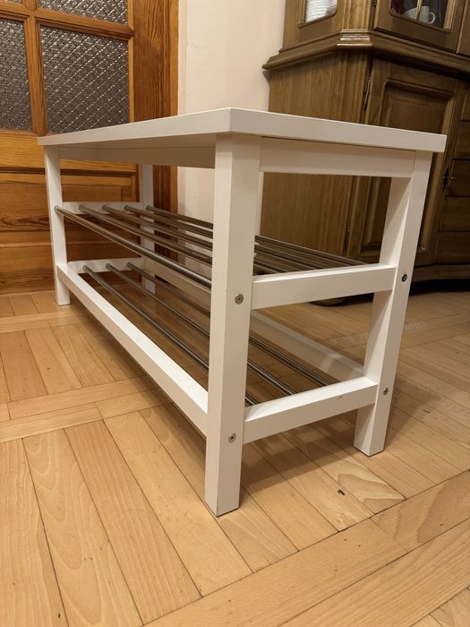 Ławka na buty IKEA TJUSIG 701.527.02 – biała, 108 cm, używana