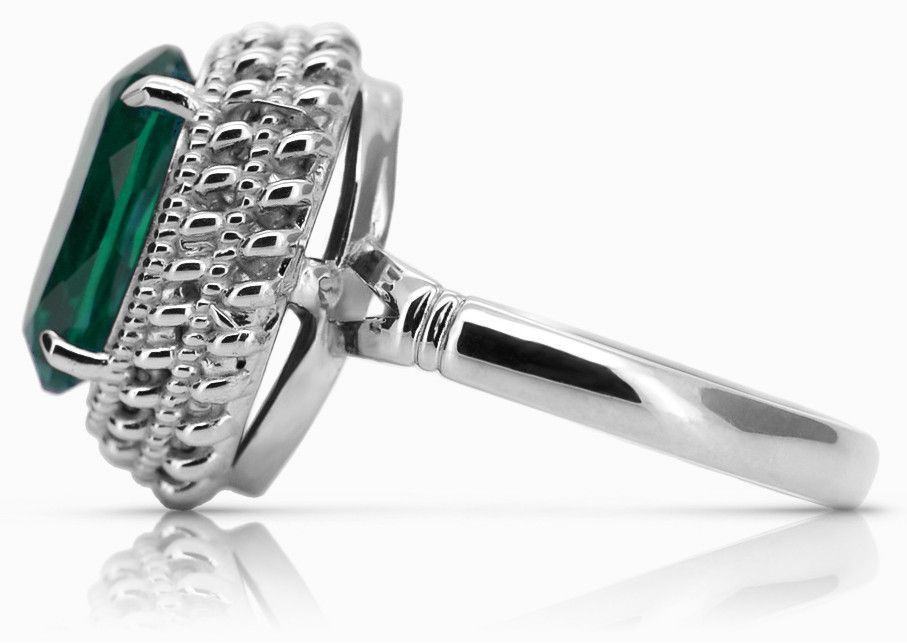 Srebrny pierścionek Rosyjski 925 z Szmaragdem vrc068s Vintage Wrocław