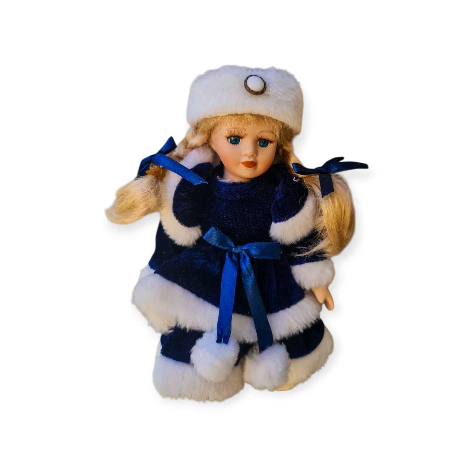 Boneca Porcelana Russa com Vestido Azul e Branco – 18cm
