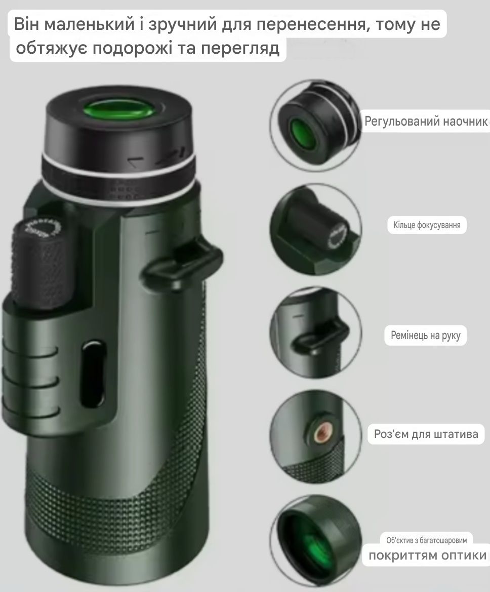 Компактний монокуляр AFL-314-A, 8x, IP68