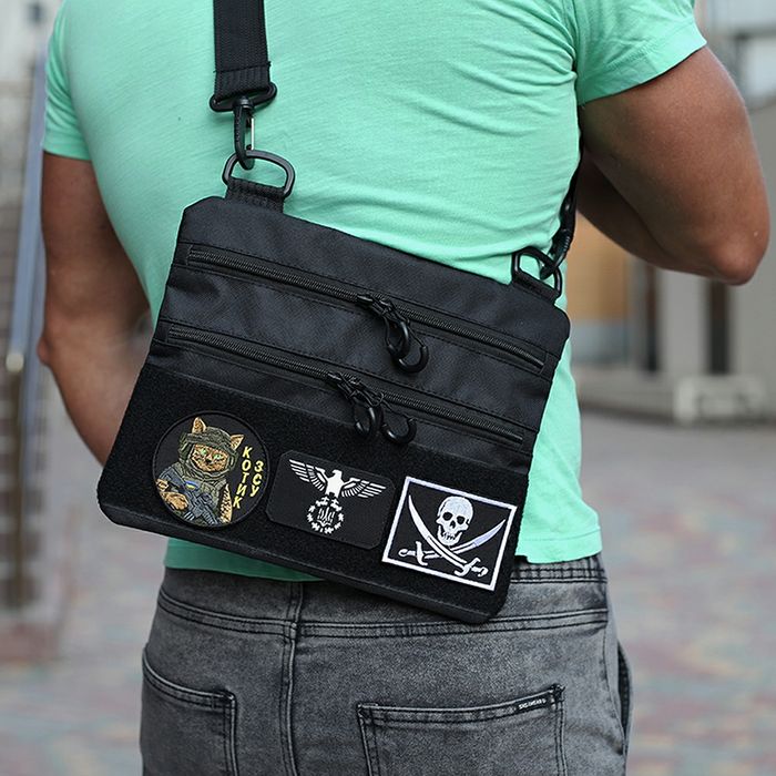 Сумка черная с кобурой, сумка мужская, сумка через плечо, барсетка