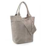 VERA PELLE torebka zamszowa worek shopper z saszetką V093 j.taupe