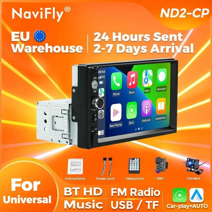 Autorádio Multimédia NaviFly 7" Touchscreen – CarPlay – NOVO