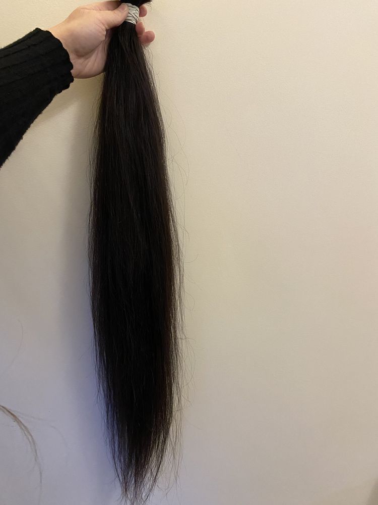 Włosy naturalne polskie dziewicze kitka 73cm brąz