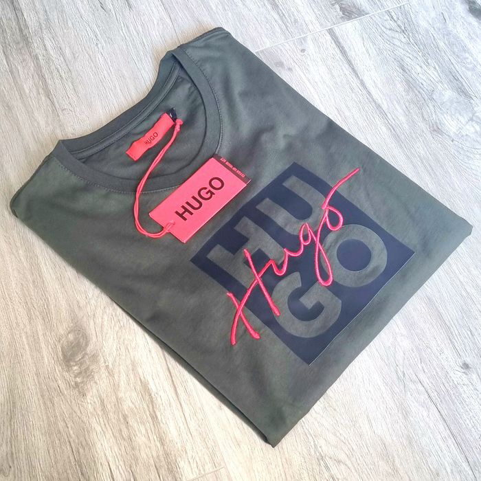 Комфортна та стильна чоловіча футболка Hugo Boss кольору хакі (XL)