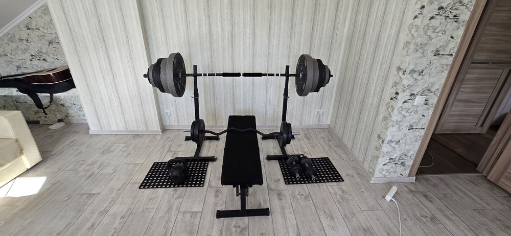 Штанга, гиря, гантели, турник, w-штанга