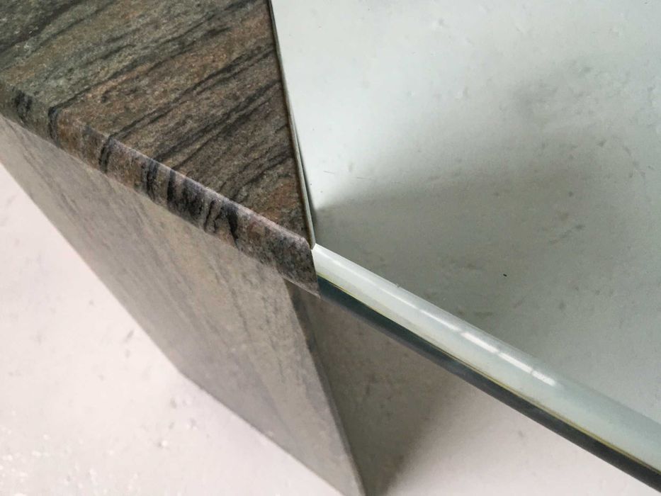 Stolik granit szkło lata 80 90 vintage design #51