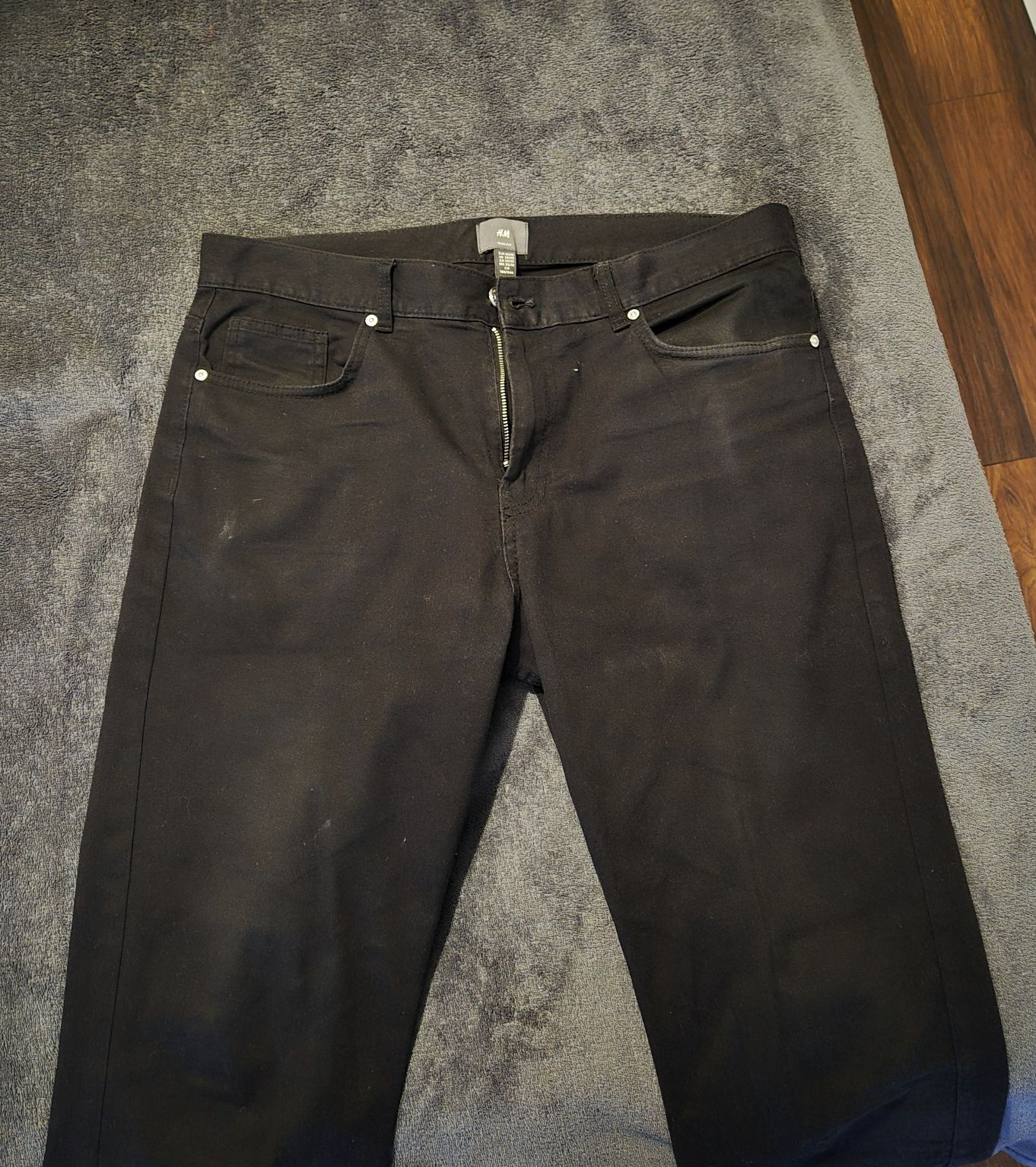 Spodnie jeansy czarne męskie H&M 98% bawełna