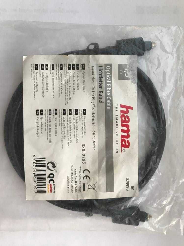 NOWY przewod optyczny spdif  toslink 1,5m HAMA