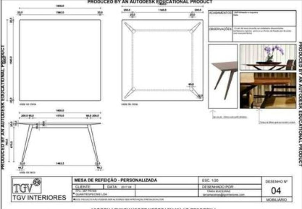 Mesa de Jantar Nogueira 160x160cm