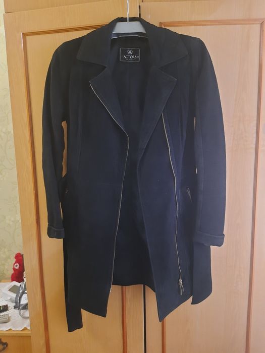 Шкіряний плащ, чорного кольору 1200гр