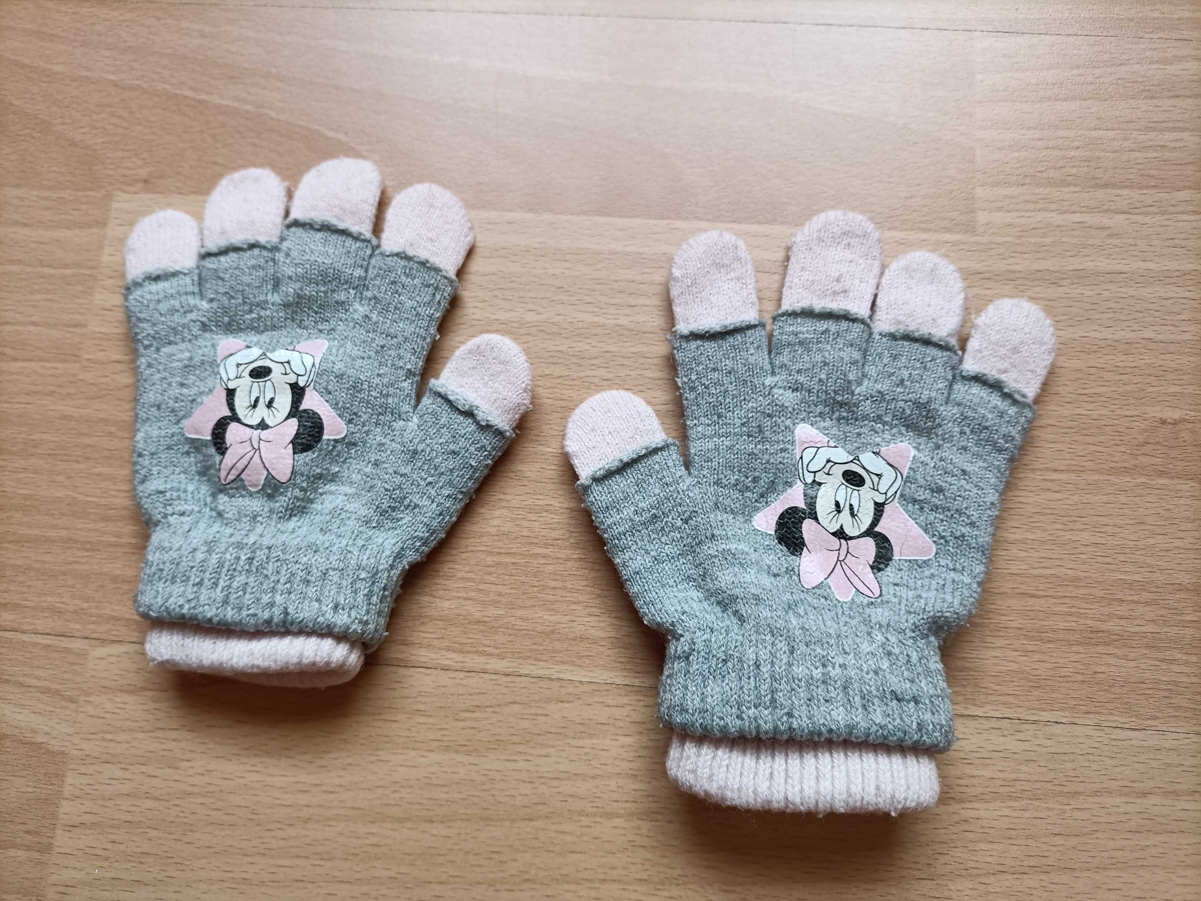 Rękawiczki dziewczęce podwójne z Myszką Minnie