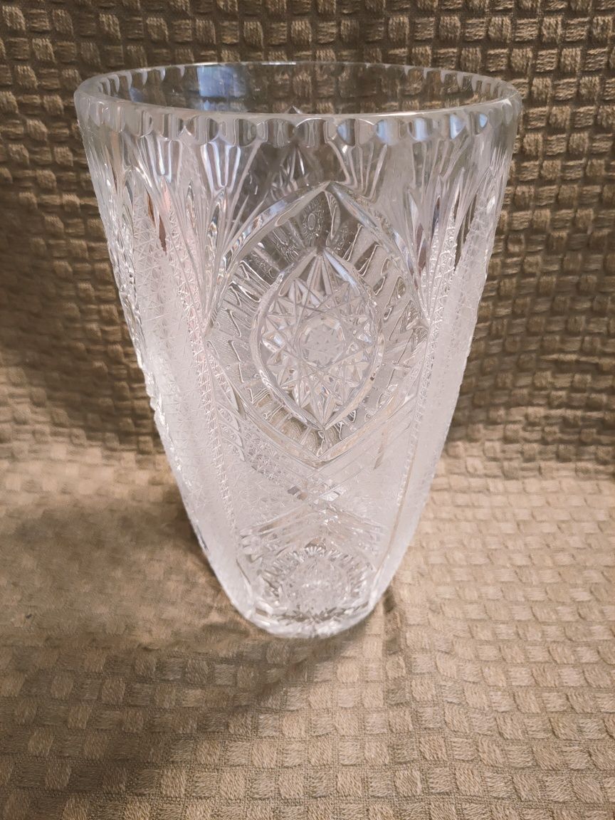 Masywny kryształowy wazon PRL