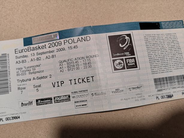 Bilet Eurobasket 2009 Polska Bydgoszcz
