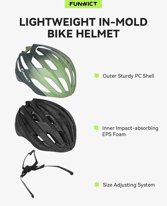 FUNWICT Lekki kask rowerowy dla mężczyzn i kobiet rozmiar M/L