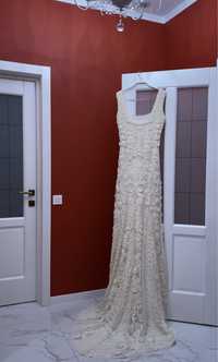 Весільна сукня Вишита зі шлейфом l/Xl Для вагітних На фотосесію