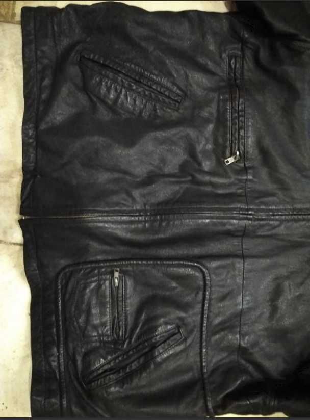 Куртка кожа чёрная тонкий синтепон.индия.*classic*xl\ замеры!700 грн