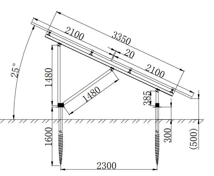 Konstrukcja na grunt 2 x 8 modułów pionowo fotowoltaika