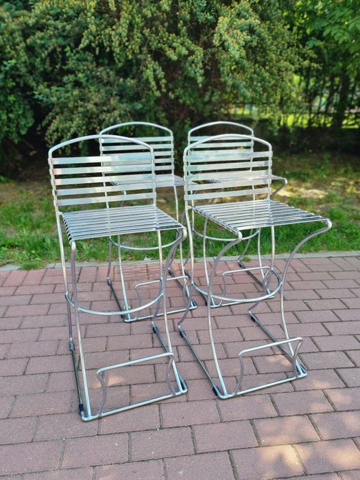 Hokery, stołki barowe, chromowane,Bauhaus,lata 80/90,mid-century